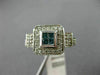 ESTATE .45CT WHITE & BLUE ROUND & PRINCESS DIAMOND 14K WHITE GOLD 3D SQUARE RING