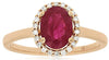 1.37CT DIAMOND & AAA RUBY 14K ROSE GOLD 3D OVAL & ROUND CLASSIC FLOWER LOVE RING