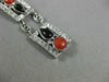 ANTIQUE LARGE 1.20CT ROSE CUT DIAMOND AAA ONYX & CORAL 18KT WHITE GOLD BRACELET