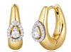 .18CT DIAMOND 14KT 2 TONE GOLD 3D ROUND HALO TEAR DROP FUN HOOP HANGING EARRINGS