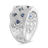 ESTATE 1.08CT DIAMOND & AAA SAPPHIRE 14KT WHITE GOLD FLOWER BUTTERFLY LOVE RING