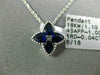 ESTATE 1.04CT DIAMOND & AAA SAPPHIRE 18K WHITE GOLD FLOWER STAR MILGRAIN PENDANT