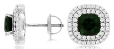 2.50CT DIAMOND & AAA RUSSALITE 14KT WHITE GOLD 3D SQUARE SCREWBACK STUD EARRINGS