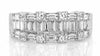 ESTATE 1.40CT DIAMOND 18KT WHITE GOLD 3D ROUND & BAGUETTE 3 ROW ANNIVERSARY RING