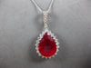 LARGE 12.63CT DIAMOND & AAA RUBY 14K WHITE GOLD PEAR SHAPE & ROUND PENDANT 28019