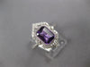 LARGE 1.58CT DIAMOND & AAA AMETHYST 14KT WHITE GOLD 3D EMERALD CUT FILIGREE RING