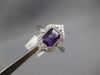 LARGE 1.58CT DIAMOND & AAA AMETHYST 14KT WHITE GOLD 3D EMERALD CUT FILIGREE RING
