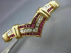 ANTIQUE 2.20CT DIAMOND & AAA RUBY 14KT YELLOW GOLD V SHAPE BANGLE BRACELET #713