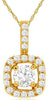 ESTATE .35CT DIAMOND 14KT YELLOW GOLD 3D ROUND HALO SQUARE CLASSIC PENDANT