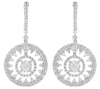 LARGE 2.42CT DIAMOND 18KT WHITE GOLD FLOWER CIRCULAR CHANDELIER HANGING EARRINGS