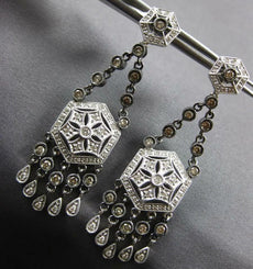 1.62CT WHITE & CHOCOLATE FANCY DIAMOND 14KT WHITE GOLD HEXAGON HANGING EARRINGS