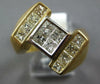 ESTATE LARGE 1.48CT DIAMOND 14KT 2 TONE GOLD PRINCESS SQUARE INVISIBLE MENS RING