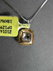 ANTIQUE .50CT DIAMOND 18KT WHITE & ROSE GOLD FLORAL SQUARE FLOATING PENDANT
