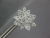 LARGE 3.42CT DIAMOND 18KT WHITE GOLD ROUND MULTI LEAF FLOWER INVISIBLE EARRINGS