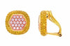 1.79CT PINK & FANCY YELLOW DIAMOND 18KT YELLOW & ROSE GOLD CLIP ON STUD EARRINGS