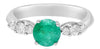 1.18CT DIAMOND & AAA EMERALD 18KT WHITE GOLD 3D ROUND 7 STONE ENGAGEMENT RING