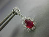 ESTATE 2.12CT DIAMOND & AAA RUBY 18K WHITE GOLD TEAR DROP ROUND HANGING EARRINGS