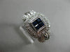 ESTATE WIDE 1.02CT DIAMOND & SAPPHIRE 14KT WHITE GOLD 3D SQUARE FRIENDSHIP RING