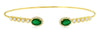 1.41CT DIAMOND & AAA EMERALD 14KT YELLOW GOLD OVAL & ROUND HALO BANGLE BRACELET