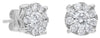 ESTATE .48CT DIAMOND 14KT WHITE GOLD 3D ROUND CLASSIC HALO FLOWER STUD EARRINGS