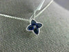 ESTATE 1.04CT DIAMOND & AAA SAPPHIRE 18K WHITE GOLD FLOWER STAR MILGRAIN PENDANT