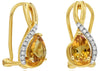 1.19CT DIAMOND & AAA CITRINE 14K YELLOW GOLD ROUND & PEAR SHAPE CLIP ON EARRINGS