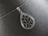 LARGE 1.95CT DIAMOND & AAA SAPPHIRE 14KT WHITE GOLD 3D TEAR DROP PENDANT #28057