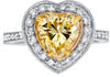 3.0CT WHITE & FANCY YELLOW DIAMOND 18K 2 TONE GOLD HEART SHAPE & ROUND HALO RING