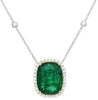 LARGE 16.91CT DIAMOND & AAA EMERALD 18KT 2 TONE GOLD 3D CUSHION & ROUND NECKLACE
