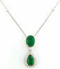 LARGE 3.15CT DIAMOND & AAA EMERALD 18KT 2 TONE GOLD 3D DOUBLE SOLITAIRE NECKLACE
