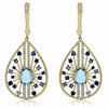 2.82CT DIAMOND & AAA BLUE TOPAZ & SAPPHIRE 14KT YELLOW GOLD 3D HANGING EARRINGS