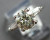 ESTATE .99CT DIAMOND 14KT WHITE GOLD 3D ROUND & BAGUETTE 3 STONE ENGAGEMENT RING