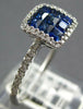 ESTATE .74CT DIAMOND & AAA SAPPHIRE 18KT WHITE GOLD PRINCESS & ROUND SQUARE RING