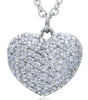 ESTATE .5CT DIAMOND 18KT WHITE GOLD 3D CLASSIC ROUND PUFF HEART FLOATING PENDANT