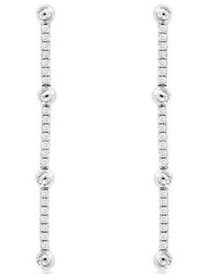 ESTATE .29CT DIAMOND 14KT WHITE GOLD 3D CLASSIC MULTI BAR FUN HANGING EARRINGS