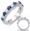 ESTATE 1.08CT DIAMOND & AAA SAPPHIRE 14KT WHITE GOLD 3D ROUND ANNIVERSARY RING