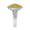 1.37CT WHITE & FANCY YELLOW DIAMOND 18K 2 TONE GOLD 3D CLUSTER CIRCULAR FUN RING