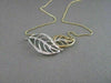 ANTIQUE .11CT DIAMOND 18KT WHITE & YELLOW GOLD OPEN DOUBLE LEAF NECKLACE UNIQUE!