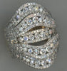 ESTATE EXTRA LARGE 3.76CT DIAMOND 18KT WHITE GOLD 3D MULTI ROW COCKTAIL FUN RING