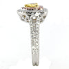 WIDE 1.24CT WHITE PINK & FANCY YELLOW DIAMOND 18K TRI COLOR GOLD ENGAGEMENT RING