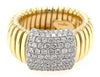 ESTATE LARGE .85CT DIAMOND 18KT 2 TONE GOLD 3D MULTI ROW SQUARE COBRA FUN RING
