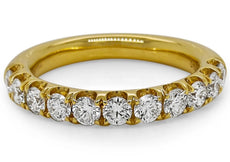 .96CT DIAMOND 18K YELLOW GOLD 3D 11 STONE SEMI ETERNITY WEDDING ANNIVERSARY RING