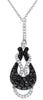 1.43CT WHITE & BLACK DIAMOND 14K WHITE GOLD LOVE KNOT TEAR DROP FLOATING PENDANT