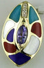 ESTATE .45CT DIAMOND & MULTI GEM 14KT YELLOW GOLD MULTI SHAPE FLOATING PENDANT