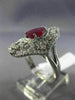 ESTATE EXTRA LARGE 3.05CT DIAMOND & AAA PEAR SHAPE RUBY 14KT WHITE GOLD 3D RING
