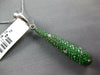 LARGE 11.46CT DIAMOND & AAA TSAVORITE 18K WHITE GOLD ELONGATED TEAR DROP PENDANT
