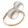 WIDE .25CT DIAMOND AAA PINK & SOUTH SEA PEARL 18K ROSE GOLD 3D CRISS CROSS RING