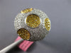 LARGE .94CT WHITE & FANCY YELLOW DIAMOND 18KT 2 TONE GOLD CIRCULAR PAVE FUN RING