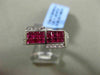 ESTATE WIDE 1.54CT DIAMOND AAA RUBY 18KT WHITE GOLD SQUARE RECTANGULAR MENS RING