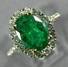 ESTATE LARGE 1.94CT DIAMOND & AAA EMERALD 18KT WHITE GOLD 3D ENGAGEMENT #26503